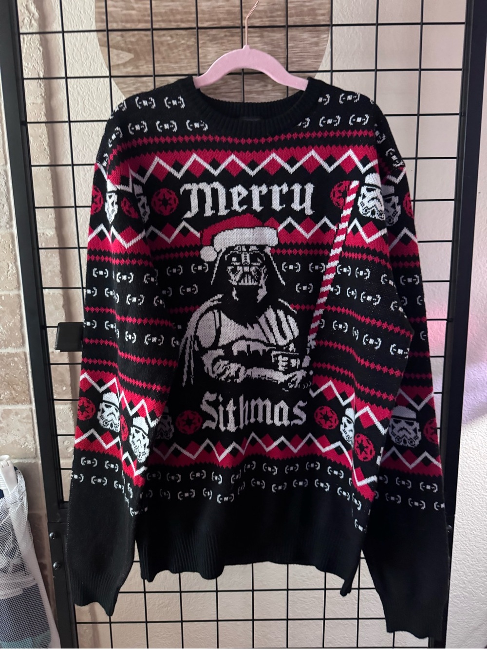Merry Sithmas Christmas Ugly Sweater Star Wars Darth Vader Red Black Size Medium